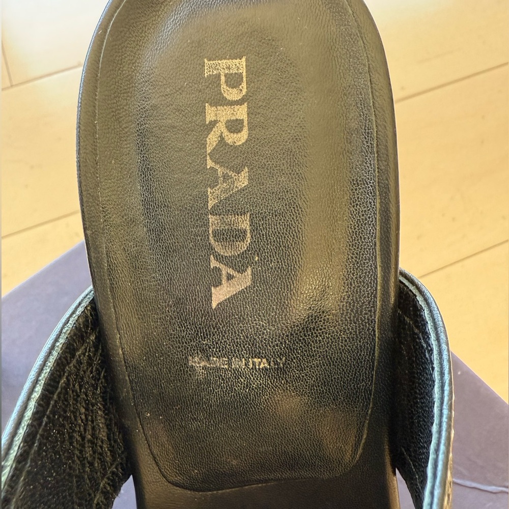 Prada Black Women's Sandals with 4” heel, made in Italy, size 39.5 (USA 9.5) - Picture 2 of 4